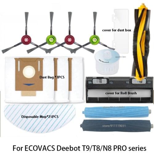 ECOVACS Deebot T9 AIVI T8 AIVI N8 N5Series Robot Vacuum Cleaner with Side Brush Main Brush Dust Box Filter Cleaning Replacement