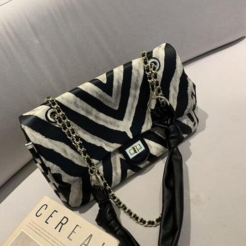 Zebra Pattern Crossbody Bag for Women 2020 New Fashion One Shoulder Messenger Chain Bags Ladies Fashionable Purses and Handbags