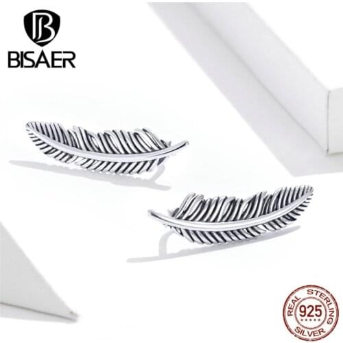Phoenix feather Women Earrings 925 Sterling Silver Retro Wings Feathers Women Stud Earrings for Women Earrings Jewelry ECE865