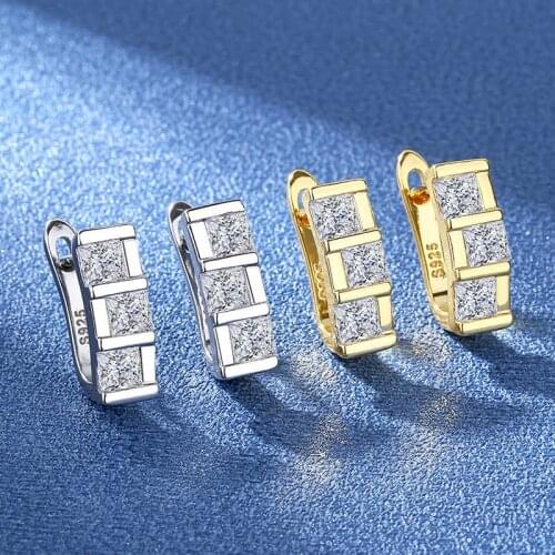 British Exquisite Square Zirconium Stone Double Button Earrings Charm Womens Earrings Best Friend Birthday Party Jewelry Gift