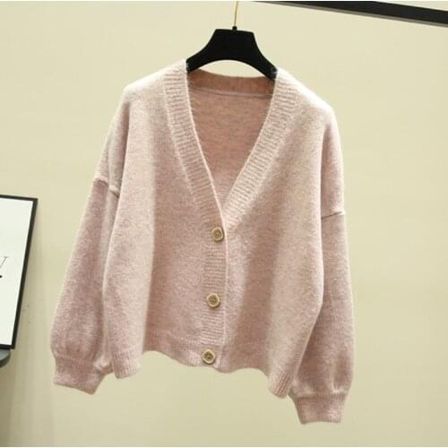 Womens spring autumn winter V-neck sweater cardigan new loose short knit sweater coat cardigan cardigan women