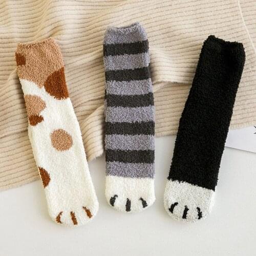 Winter Warm Cat Paw Socks Non-slip Women Girls Sleeping Home Floor Thick Socks -OPK
