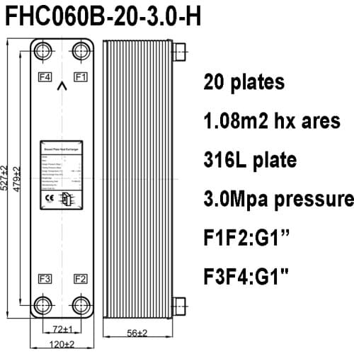 1.08m2 316L Stainless Steel 20 Plates Brazed Plate Heat Exchanger Instead SWEP Heat Exchanger