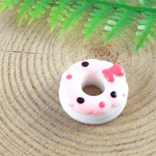 10pcs Artificial Pink Donuts Resin Necklace Pendant Charm 15*15mm Lovely Jewelry Flat back Making Fine Accessories Crafts 51354
