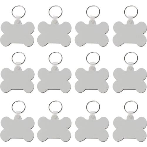 12Pc DIY Sublimation Wooden Hard Board Key Rings Double Printable White Blank MDF Key Chain Heat Transfer Jewelry Making