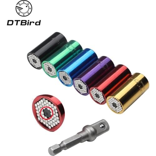 2 Pcs/Set Magic Spanner Grip Multi Function Universal Ratchet Socket 7-19mm Power Drill Adapter Car Hand Tools Repair Kit DT6