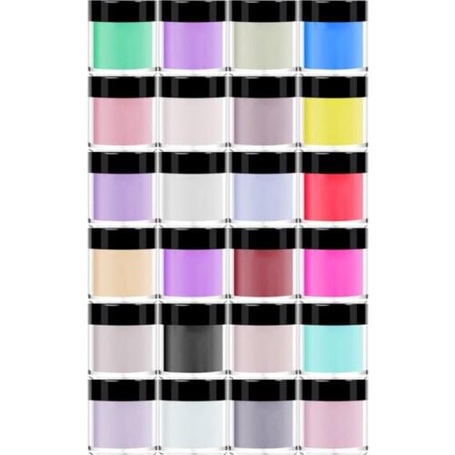 24 Colors Acrylic Powder Set for Nail Art 3D DIY Tips Decoration