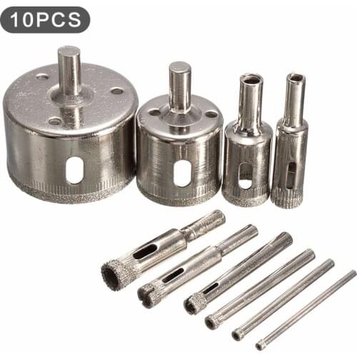 3mm-50mm 10pcs Diamond Coated Hss Drill Bit Set Tile Marble Glass Ceramic Hole Saw open Drilling Bits Diamond Core Bit