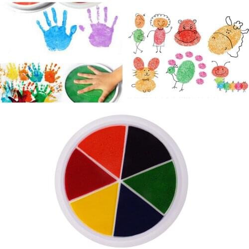6 Color Large Round 15cm Ink Pads Stamps for Kids Children Finger Painting Craft
