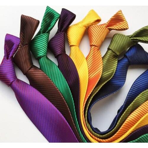 8cm Men Stylish Necktie Business Party Ties Solid Striped Golden Yellow Pink CoffeeTie