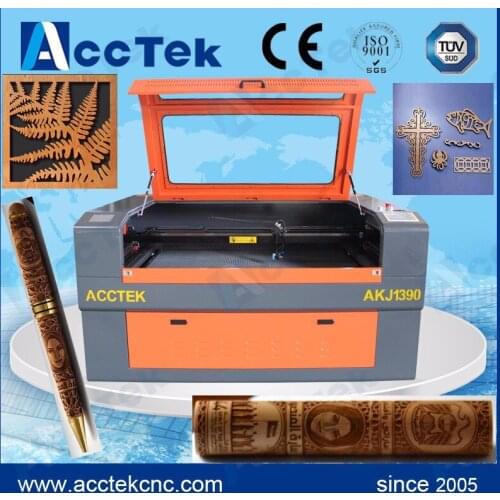 AKJ1390 Jinan AccTek co2 sealed tube laser engraving machine price with rotary for sale
