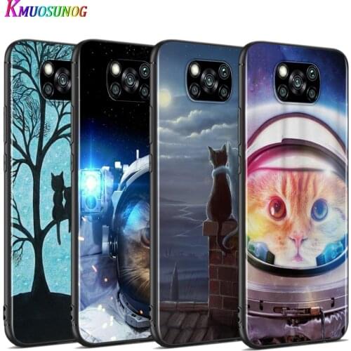 Space Moon Cute Cats For Xiaomi Poco X3 NFC M2 X2 F2 F3 C3 M3 F1 Pro Mi Play Mix 3 A3 A2 A1 6 5 Lite Soft Phone Case
