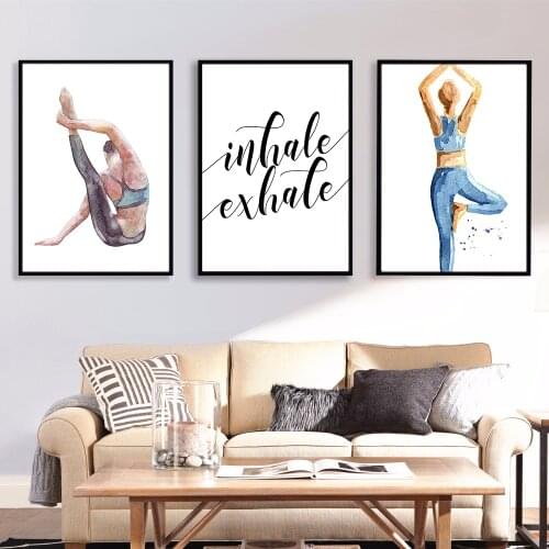 Inhale Exhale Black White Poster Minimalist Canvas Wall Art Canvas Print Decorative Yoga Picture Painting Nordic Room Decoration