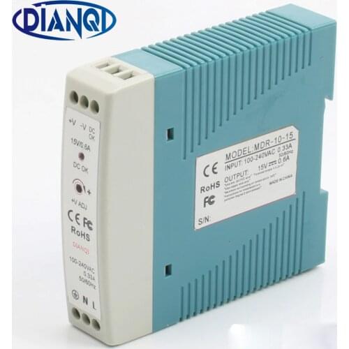 DIANQI MDR-10 12V 5V 15V 24V 36V 48V 10W Din Rail power supply ac-dc driver AC/DC wide constant voltage LED strip 110V 220V