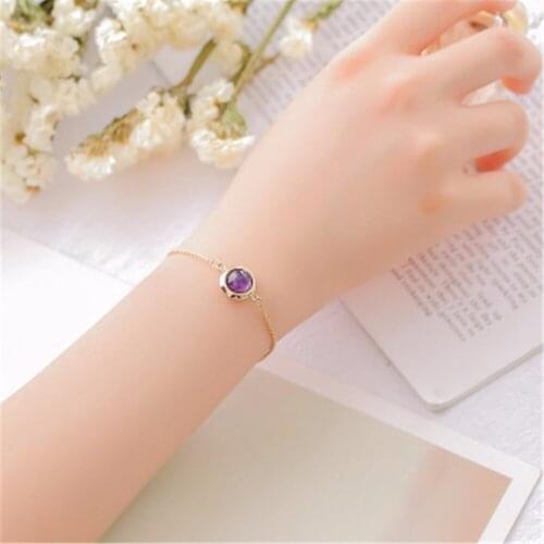 Druzy Exquisite Natural Crystal Round Stone Candy Color Small Cute Beads Bracelet for Lady Daily Dress Up