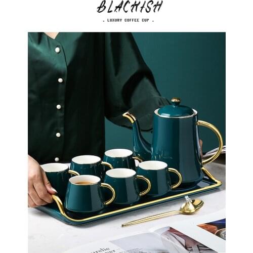 Coffee cup, European small luxury tea set, Nordic ceramic coffee cup. Eight pieces in one set
