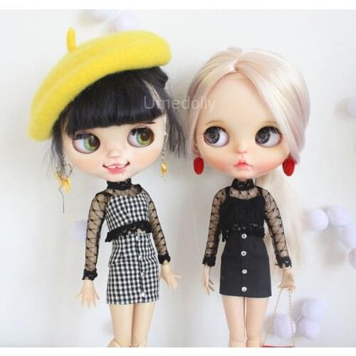 1 Set 1/6 Neoblythe Dolls Outfits for Blyth, Licca, Azone, OB24 Doll Skirt + Sun-top + Shirts Clothes Accessories