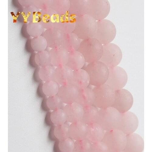 100% Natural Matte Stone Natural Rose Pink Quartz Stone Beads Loose Round Beads For Jewelry Making Charms Earrings 15" 6 8 10mm