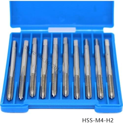 10PCS HSS Tap Straight Flute Machine Thread Tap M3x0.5 M4x7 M5x0.8 Right Hand Screw Thread Metric Tap Drill Machine Tool