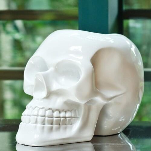 Fashion Skull Head Sculpture Decorative Resin Cranium Statue Skeleton Novelty Art and Craft Ornament Accessories Furnishing