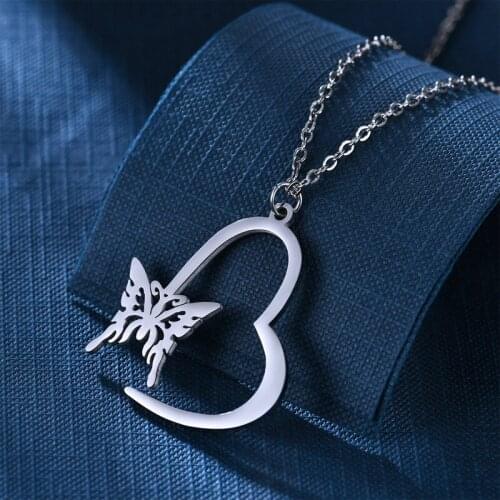 Fashion Hollow Butterfly Stainless Steel Necklace Chain Trendy Pendant For Women Men Best Quality Cool Punk Party Jewelry