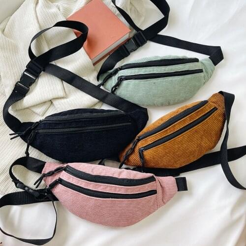 Fashion Women Waist Packs 2021 New Flannel Solid Color Shoulder Crossbody Bags Casual Large Capacity Chest Bags Female Handbags