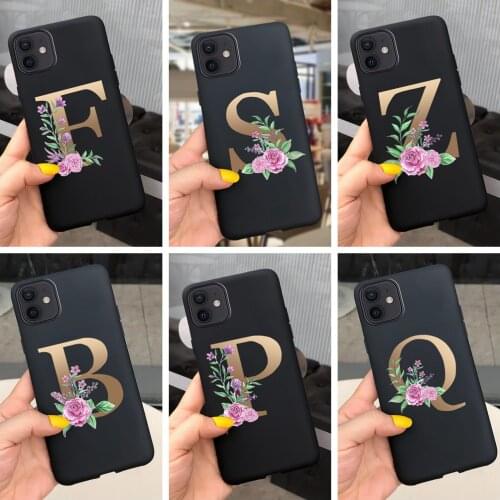 Fashion Customized Black Initial Letter Silicone Soft TPU Phone Case For IPhone XS 11 Pro Max 7 8 6s Plus XR 5 5s se Cases Cover