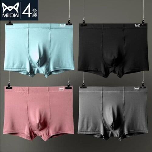 MiiOW Mens Boxer Briefs, Modal, Mens Mid-waist Underwear, Large Size Soft, Breathable and Comfortable Spring And Summer