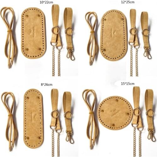 5PCS Set Handmade Handbag Belt Woven Diy Bag Shoulder Strap Leather Bottoms With Hardware Accessories
