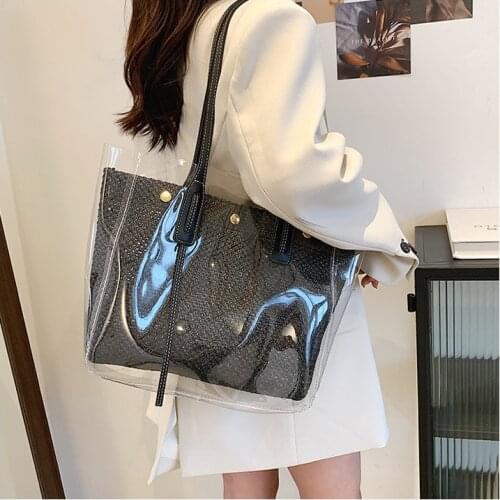 Pvc Shoulder Bag Luxury Fashion Beach Vacation Bag Designer Big Bag Summer Tote Handbag For Women Large Capacity Transparent