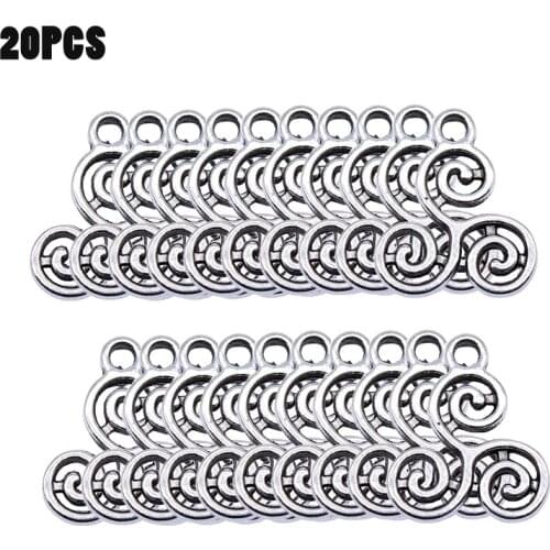 New 20pcs 16x13mm Antique Silver Geometric Series Swirl Pendants DIY Charms For DIY Pendant Earrings Necklace