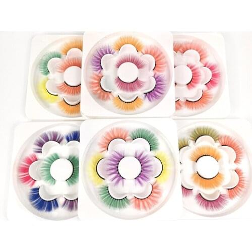 New Arrival 4 Pairs 3D False Colored Eyelashes Natural Real Mink Fluffy Style Eye Lash Extension Makeup Cosplay Colorful Eyelash