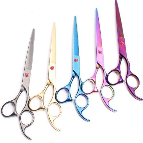 6.5" 7" Japan 440C Customized Logo Cats Dogs Grooming Shears Curved Cutting Thinning Shear Professional Pets Hair Scissors C4007