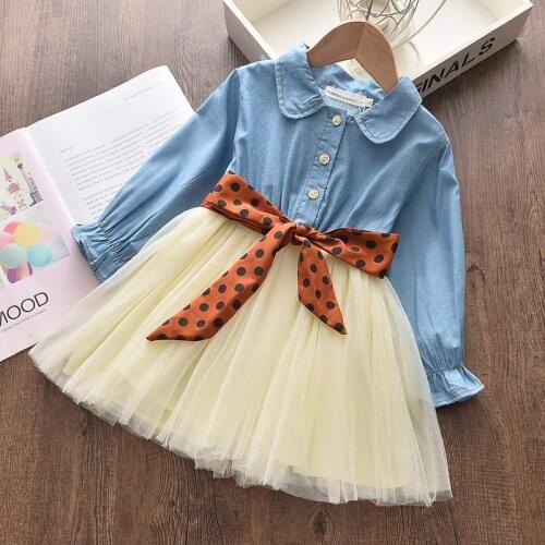 Keelorn Girls Solid Dress 2020 New Fashion Girls Princess Costumes Girl Sweet Party Outfits Ribbons Sashes Suits 2-6 Years Old