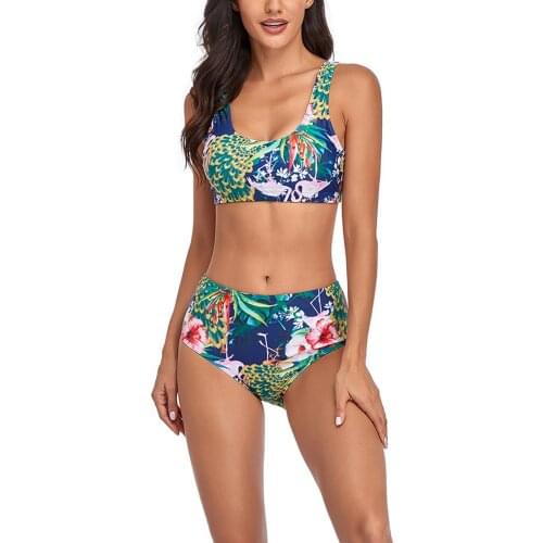 Sexy Womens Swimsuit Floral Print Bikini Set Push Up Two Piece Swimwear Set High Waist Summer Bathing Suit Beachwear