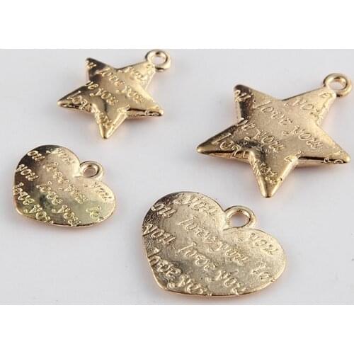 20PCS/lot KC Gold Love Hearts Letter Charms Pendants Metal Charms for DIY Necklace Bracelet Jewelry Making Findings