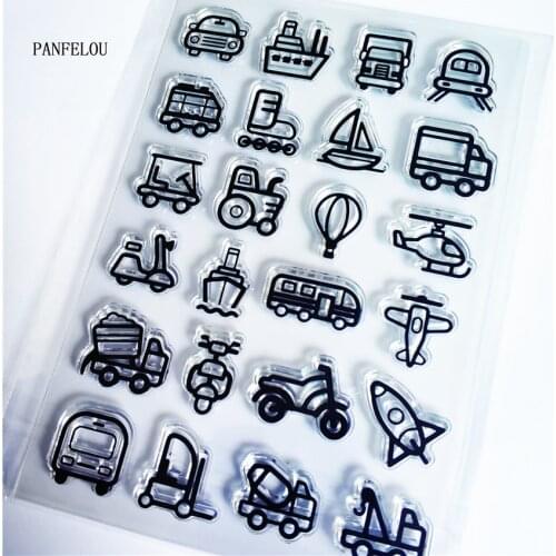 PANFELOU The traffic tools Transparent Silicone Rubber Clear Stamps cartoon for Scrapbooking/DIY Easter wedding album