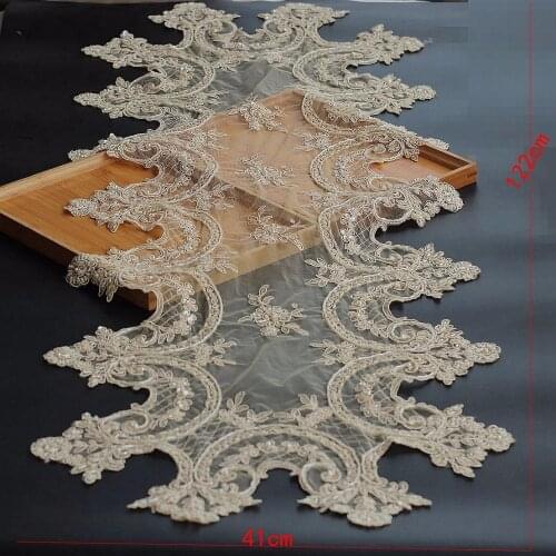 Free shipping Luxury Beaded Lace Tablecloth Handmade Sheet Doilies Alencon Lace Mat Top Cover