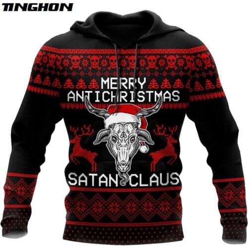 Merry Christmas Satanic Claus 3D Printed Fashion Hoodies Men Sweatshirt Unisex Zip Pullover Casual Jacket Tracksuit