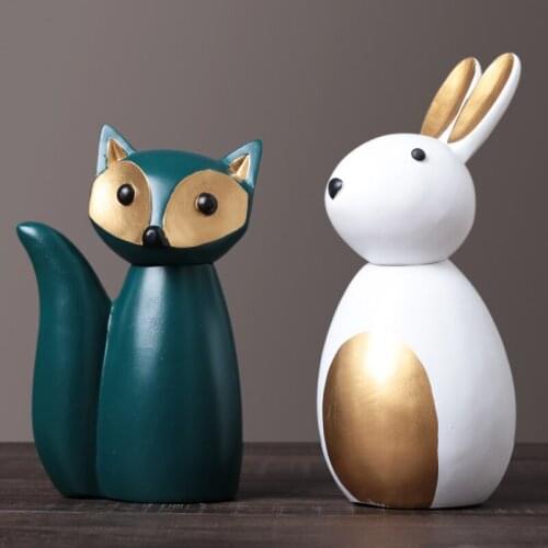 NORDIC RESIN FOX SCULPTURE BIRDS OWL FIGURINES MINIATURES HOME DECORATION ANIMAL DESK CRAFTS