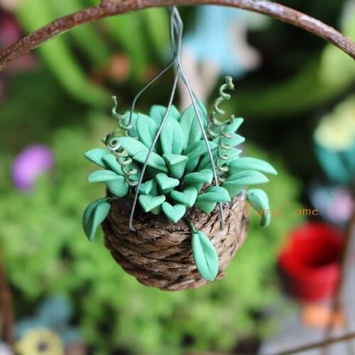 FairyCome Miniature Hanging Potted Plants Fairy Garden Flowers Pots Fairy Gardening Mini Ornaments Landscaping Decoration Trees