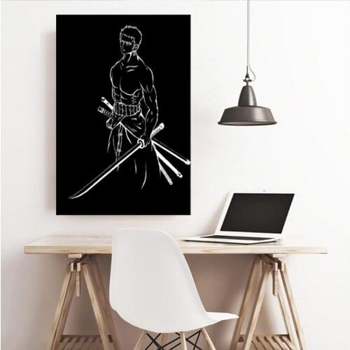 Modern Hot HD Print Japanese Anime One Piece Black and White Poster Canvas Painting Wall Art Children Room Home Decoration