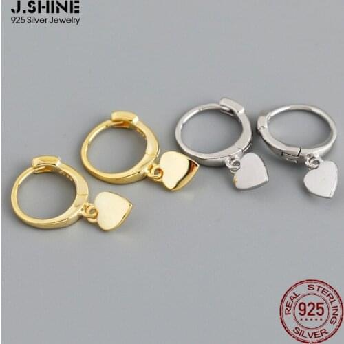 JShine Korean Fashion Love Heart Shaped 100% S925 Sterling Silver Ear Buckle Circle Hoops Earrings for Women Men Prevent Allergy