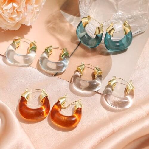 Vienkim 2020 Colorful Transparent Clear Resin Acrylic Water Drop Earrings Geometric Hollow Drop Earrings For Women Girls Jewelry