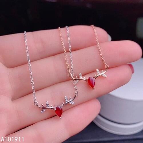 KJJEAXCMY fine jewelry natural ruby 925 sterling silver women pendant necklace chain support test luxury