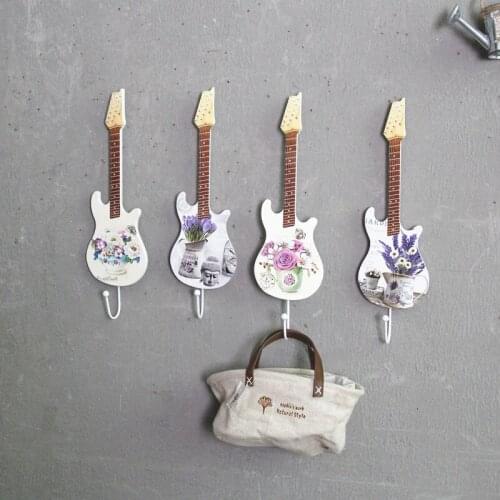 1PC Classical Guitar Shaped Wall Hanging Decoration Hook Iron Coat Hooks Wall Cap Clothes Hanger ME 017