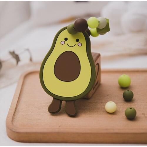 1pc Baby Teether Silicone Avocado Bracelets Food Grade Silicone Teething Beads Rodent Baby Nursing Bracelet Pendants Nurse Gifts