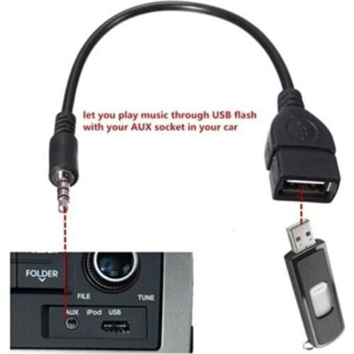 3.5mm Male Audio AUX Jack To USB 2.0 Type A Female OTG Converter Adapter Cable Car Accessories