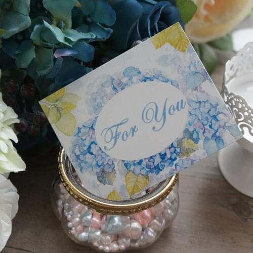 50pcs thank you Blue hydrangeas style multi-use as Scrapbooking invitation DIY Decoration party gift card message card