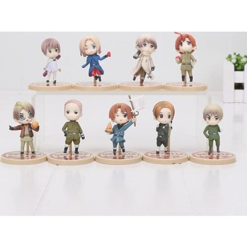9pcs/set 6cm Anime Cartoon Axis Powers PVC Figures Collectible Model Toys Keychains keyrings pendant